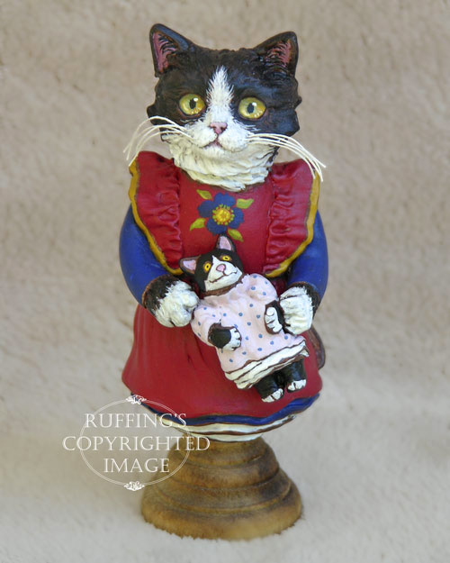Emmy the Tuxedo Kitten, Original Folk Art Cat Doll Figurine by Max Bailey