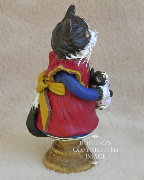 Emmy the Tuxedo Kitten, Original Folk Art Cat Doll Figurine by Max Bailey