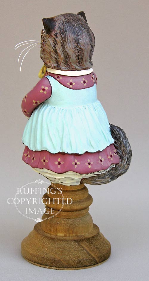 Fluffy, Original one-of-a-kind Persian Tabby Cat Folk Art Doll Figurine by Max Bailey