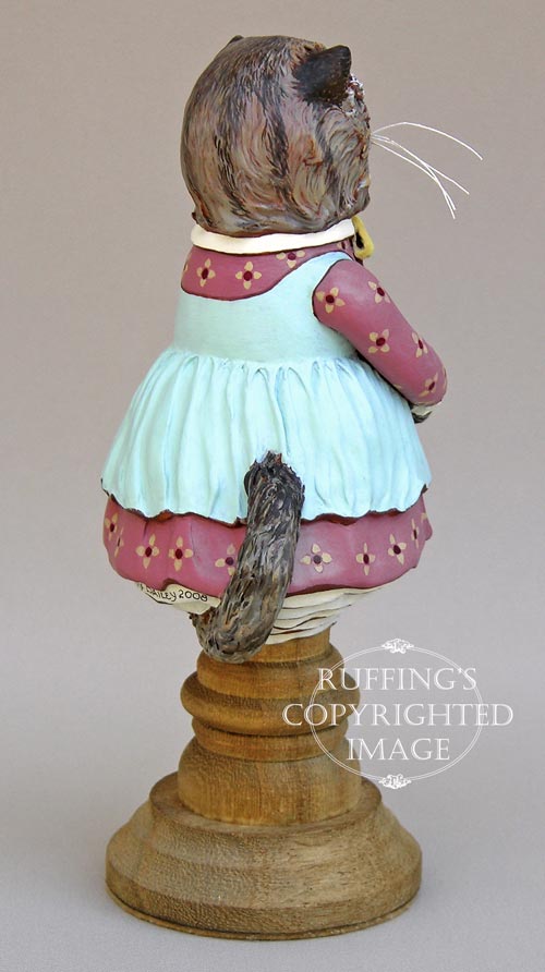 Fluffy, Original one-of-a-kind Persian Tabby Cat Folk Art Doll Figurine by Max Bailey
