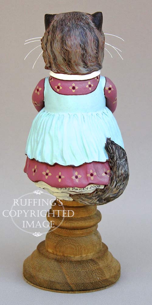 Fluffy, Original one-of-a-kind Persian Tabby Cat Folk Art Doll Figurine by Max Bailey