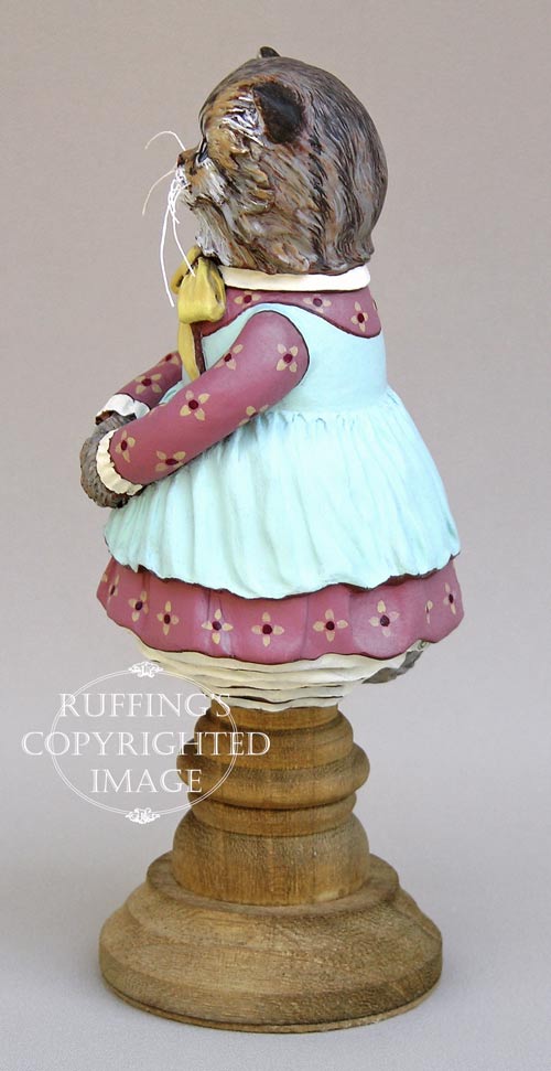 Fluffy, Original one-of-a-kind Persian Tabby Cat Folk Art Doll Figurine by Max Bailey