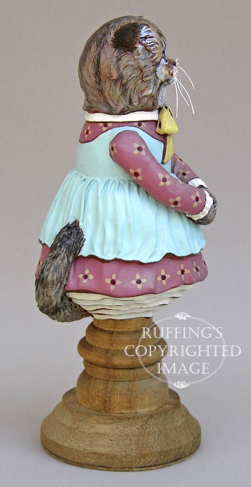 Fluffy, Original one-of-a-kind Persian Tabby Cat Folk Art Doll Figurine by Max Bailey