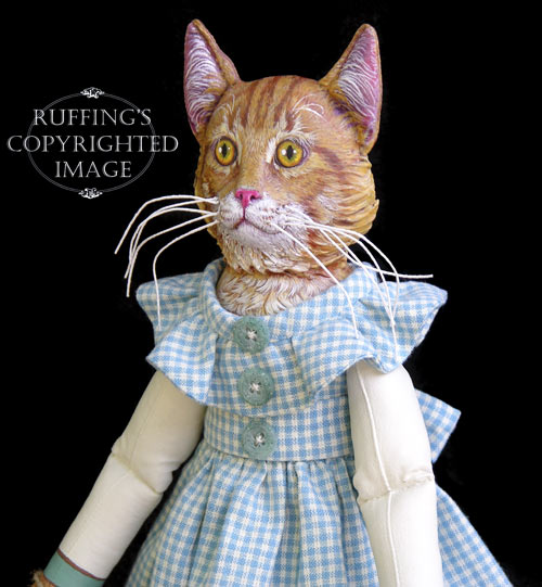 Ginger and George, Original One-of-a-kind Folk Art Tabby Cat Doll with Alligatorby Max Bailey