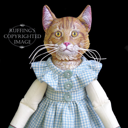 Ginger and George, Original One-of-a-kind Folk Art Tabby Cat Doll with Alligatorby Max Bailey