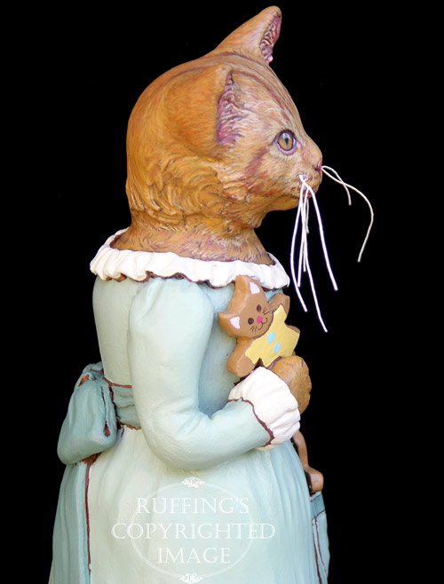 Ginnie, Original One-of-a-kind Folk Art Ginger Tabby Cat Doll Figurine by Max Bailey