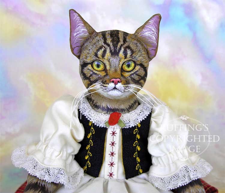Heidi Original Folk Art Tabby Cat Doll by Max Bailey and Elizabeth Ruffing