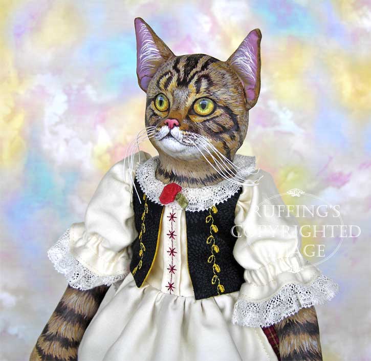 Heidi Original Folk Art Tabby Cat Doll by Max Bailey and Elizabeth Ruffing