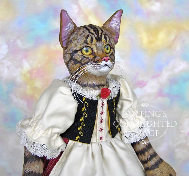 Heidi Original Folk Art Tabby Cat Doll by Max Bailey and Elizabeth Ruffing
