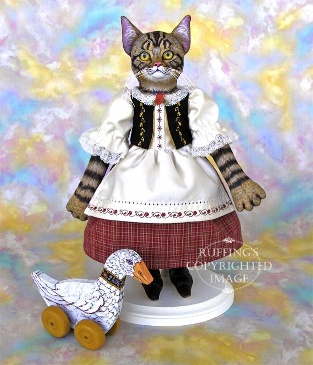 Heidi Original Folk Art Tabby Cat Doll by Max Bailey and Elizabeth Ruffing