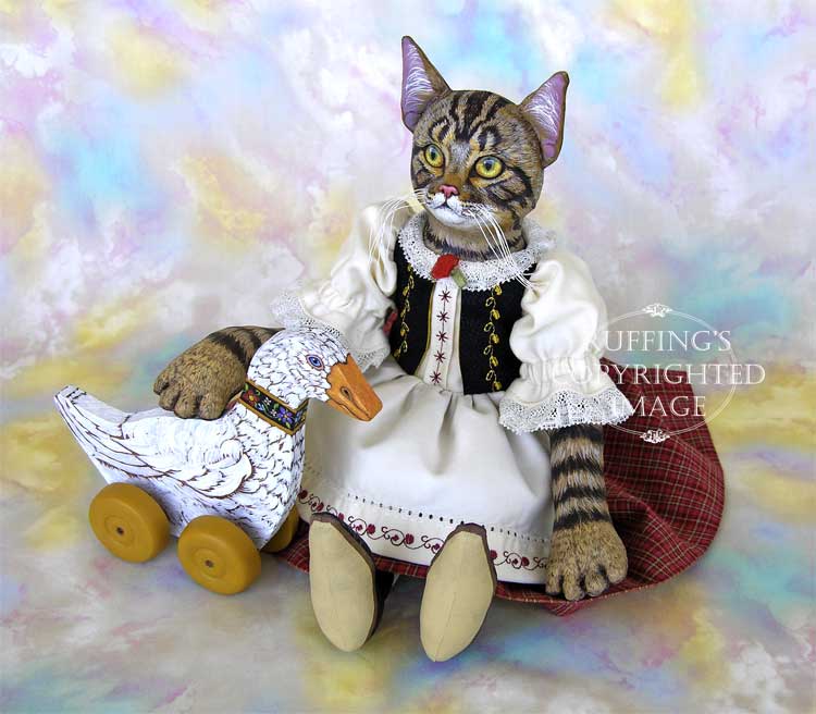 Heidi Original Folk Art Tabby Cat Doll by Max Bailey and Elizabeth Ruffing