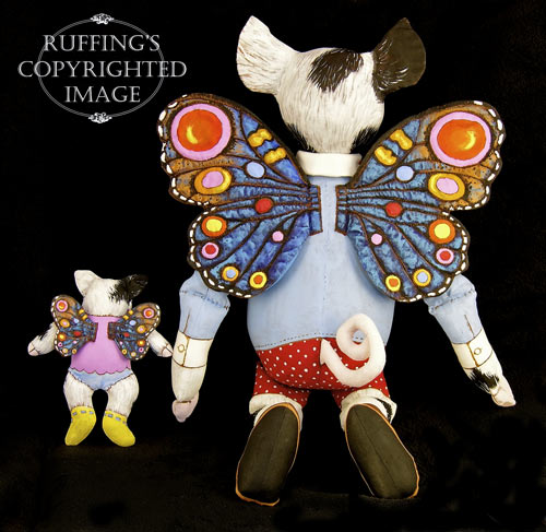 Horatio and Hannah, Original One-of-a-kind Flying Pig Folk Art Dolls by Max Bailey