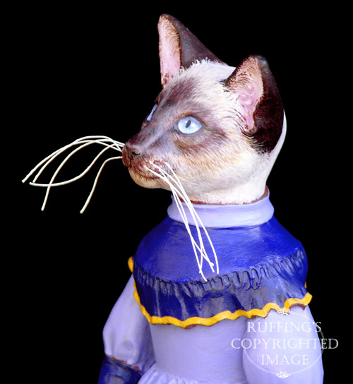Isadora, Original One-of-a-kind Siamese Cat Folk Art Doll Figurine by Max Bailey