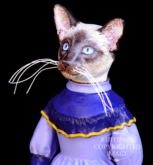 Isadora, Original One-of-a-kind Siamese Cat Folk Art Doll Figurine by Max Bailey