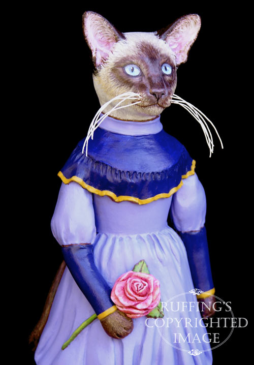 Isadora, Original One-of-a-kind Siamese Cat Folk Art Doll Figurine by Max Bailey