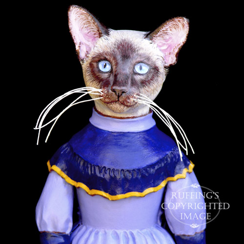 Isadora, Original One-of-a-kind Siamese Cat Folk Art Doll Figurine by Max Bailey