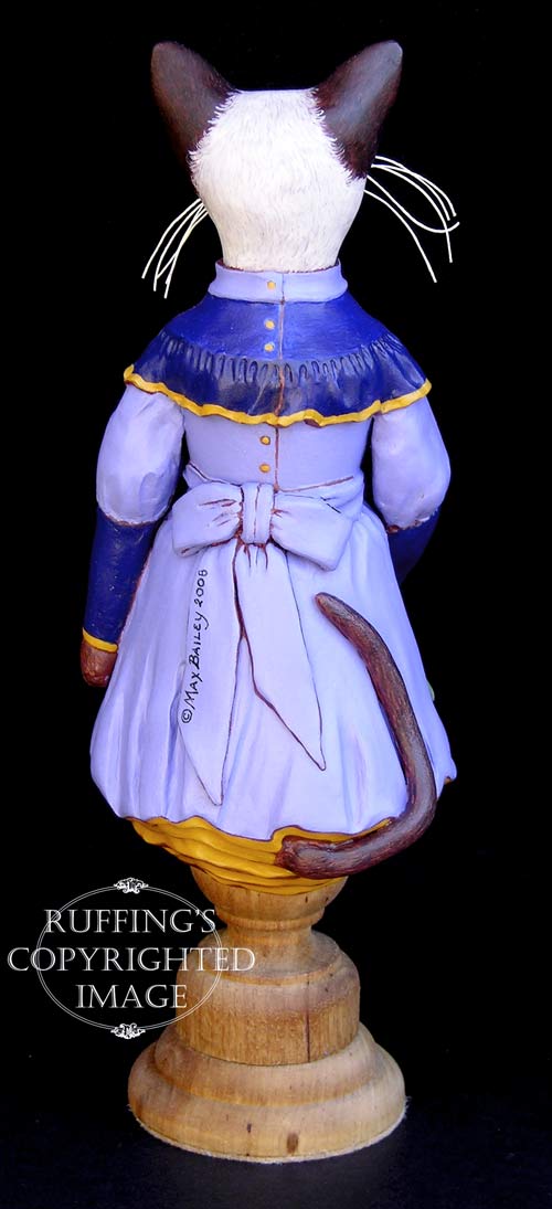 Isadora, Original One-of-a-kind Siamese Cat Folk Art Doll Figurine by Max Bailey