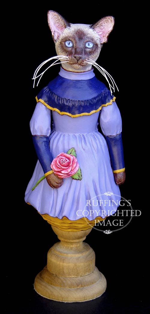 Isadora, Original One-of-a-kind Siamese Cat Folk Art Doll Figurine by Max Bailey