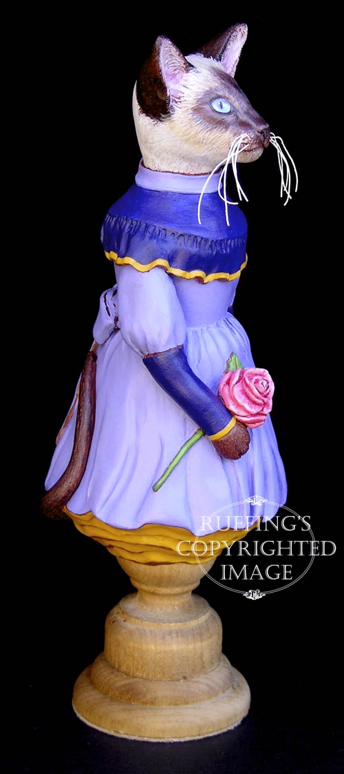Isadora, Original One-of-a-kind Siamese Cat Folk Art Doll Figurine by Max Bailey