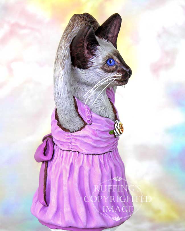 Jazzie the Siamese Ballerina, Original One-of-a-kind Cat Folk Art Doll Figurine by Max Bailey