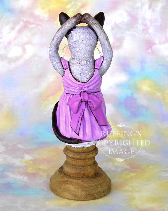 Jazzie the Siamese Ballerina, Original One-of-a-kind Cat Folk Art Doll Figurine by Max Bailey