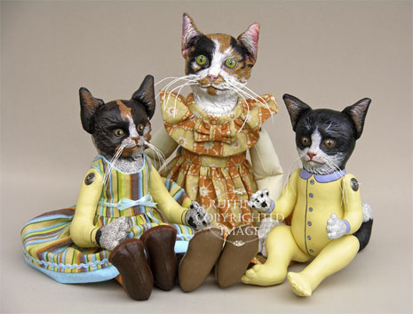 Gallery of Jointed Cloth and Paperclay Original Folk Art Dolls