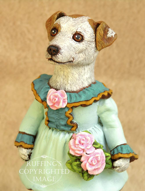 Kelly the Jack Russell Terrier, Original One-of-a-kind Folk Art Dog Doll Figurine by Max Bailey