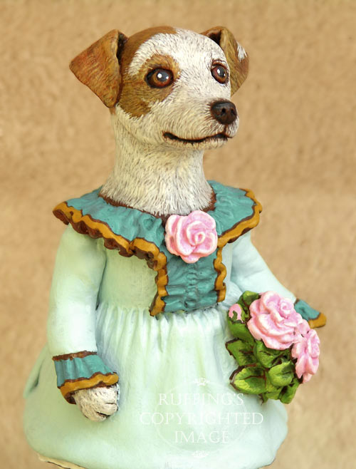 Kelly the Jack Russell Terrier, Original One-of-a-kind Folk Art Dog Doll Figurine by Max Bailey
