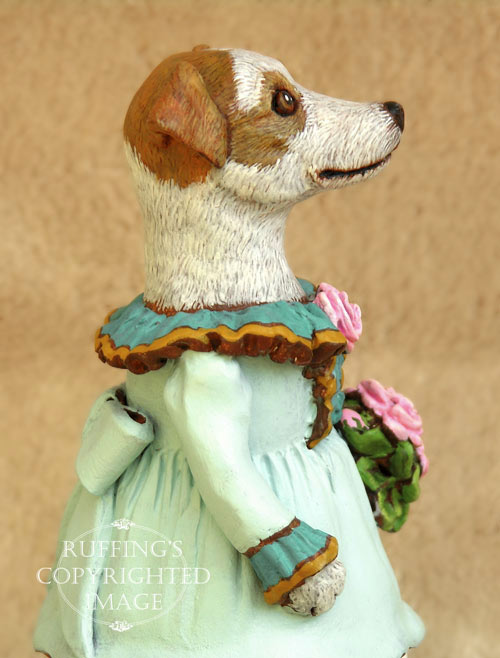 Kelly the Jack Russell Terrier, Original One-of-a-kind Folk Art Dog Doll Figurine by Max Bailey