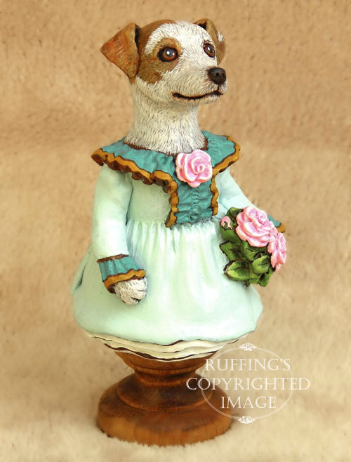Kelly the Jack Russell Terrier, Original One-of-a-kind Folk Art Dog Doll Figurine by Max Bailey