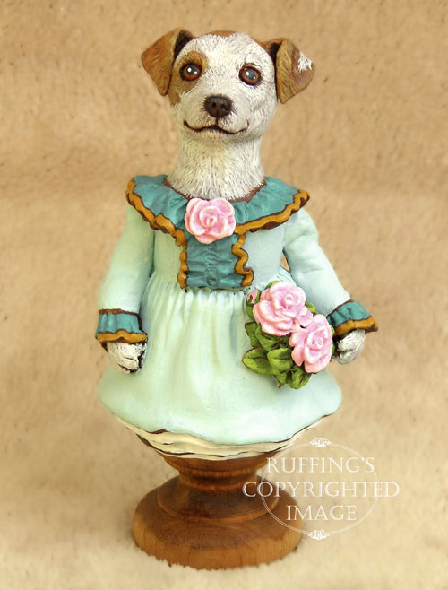 Kelly the Jack Russell Terrier, Original One-of-a-kind Folk Art Dog Doll Figurine by Max Bailey