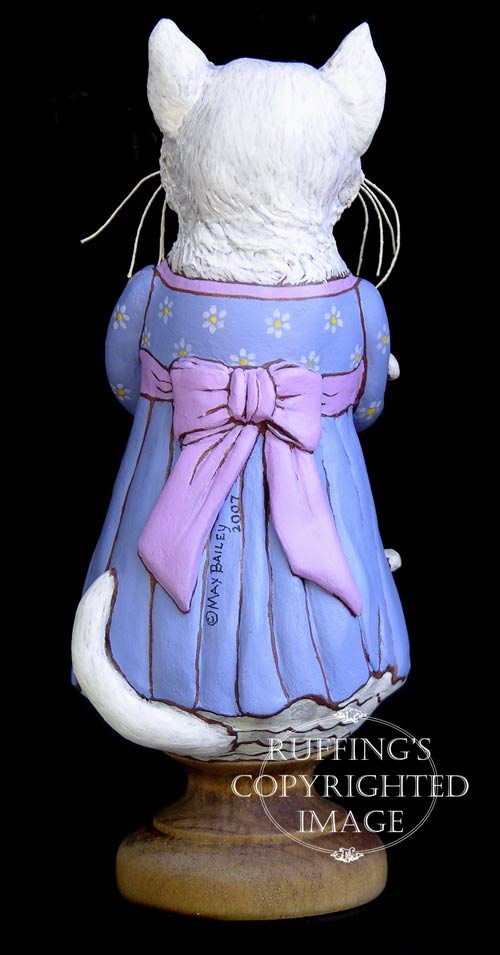 Lily and Caroline, Original One-of-a-kind White and Tuxedo Cat Folk Art Doll Figurine by Max Bailey