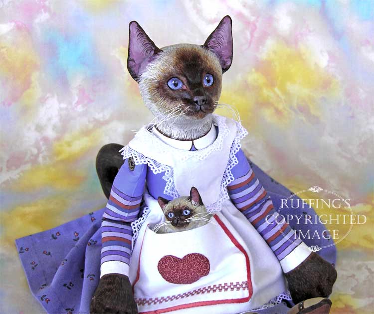 Loretta Siamese Original Folk Art Cat Doll by Max Bailey and Elizabeth Ruffing