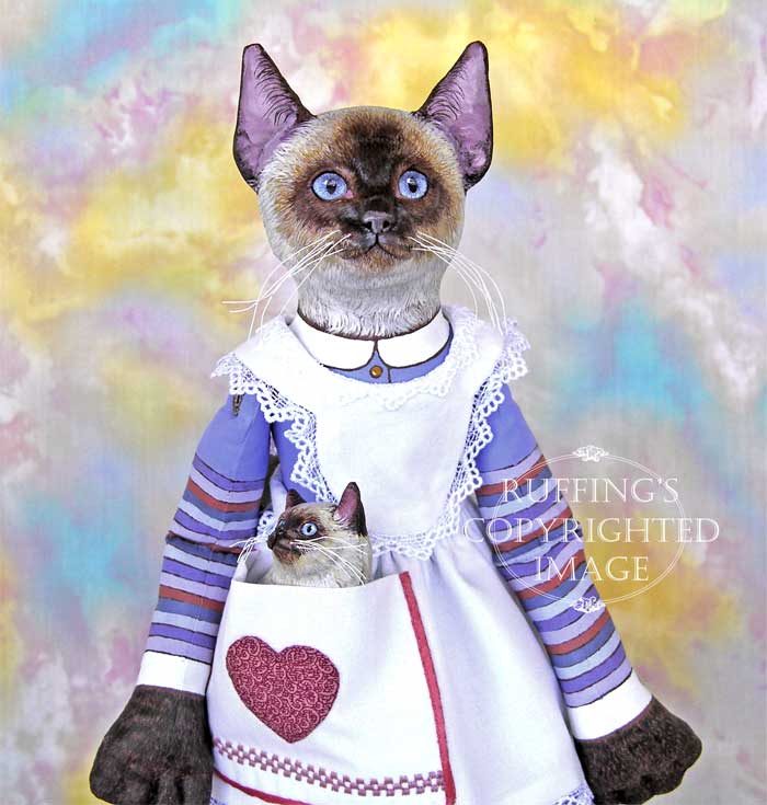 Loretta Siamese Original Folk Art Cat Doll by Max Bailey and Elizabeth Ruffing