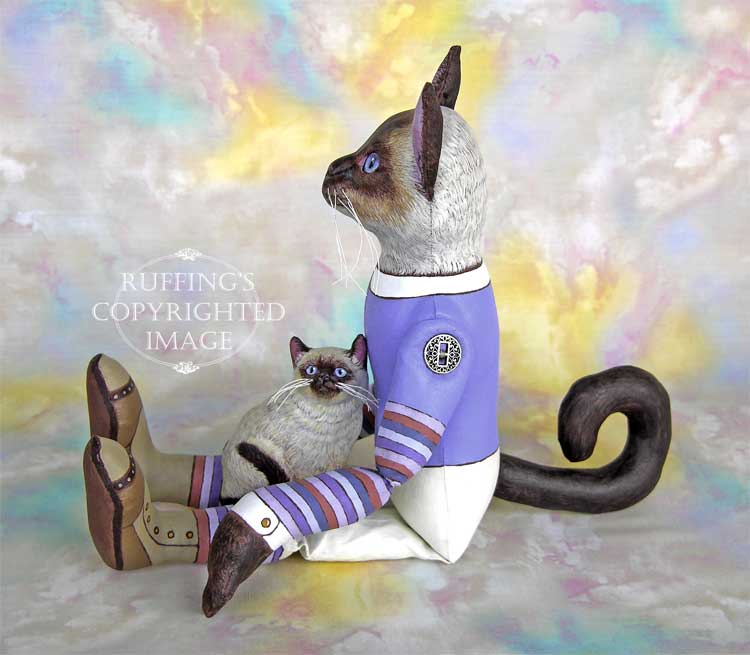 Loretta Siamese Original Folk Art Cat Doll by Max Bailey and Elizabeth Ruffing