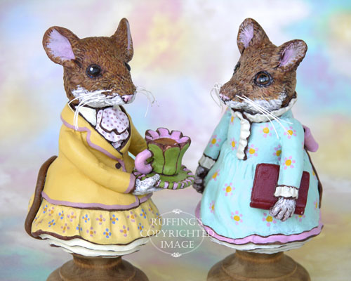 Maybelle and Marla Mouse, Original One-of-a-kind Folk Art Doll Figurine by Max Bailey