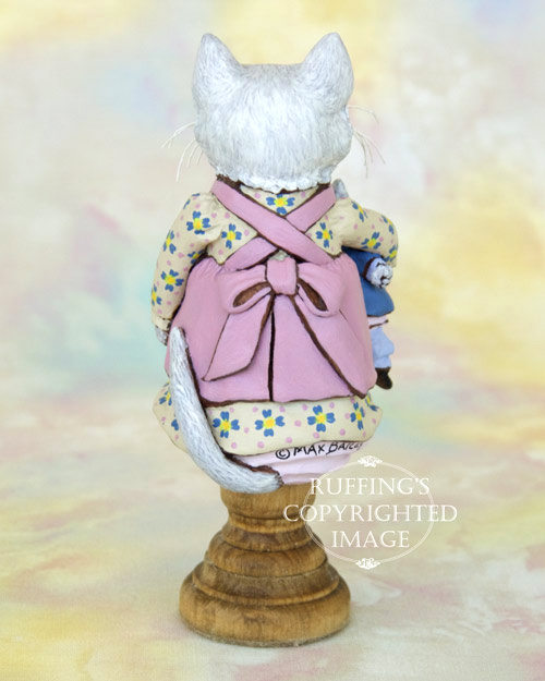Jessie and Jeannie, Whie Kitten Original Folk Art Cat Doll Figurine by Max Bailey