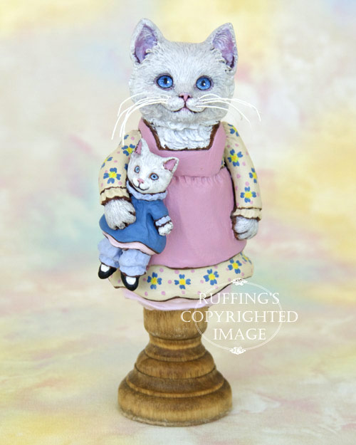 Jessie and Jeannie, Whie Kitten Original Folk Art Cat Doll Figurine by Max Bailey