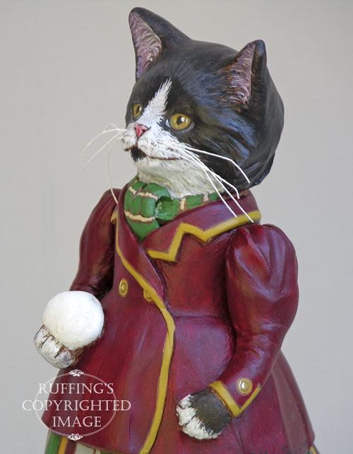 Millicent, Original One-of-a-kind Tuxedo Kitten Art Doll Figurine by Max Bailey