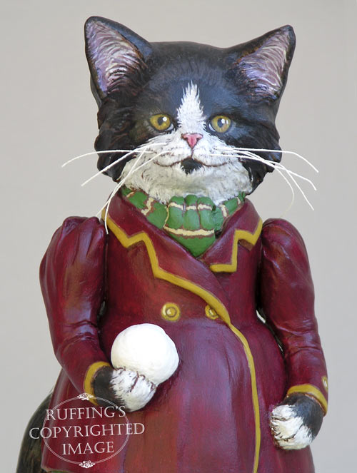 Millicent, Original One-of-a-kind Tuxedo Kitten Art Doll Figurine by Max Bailey