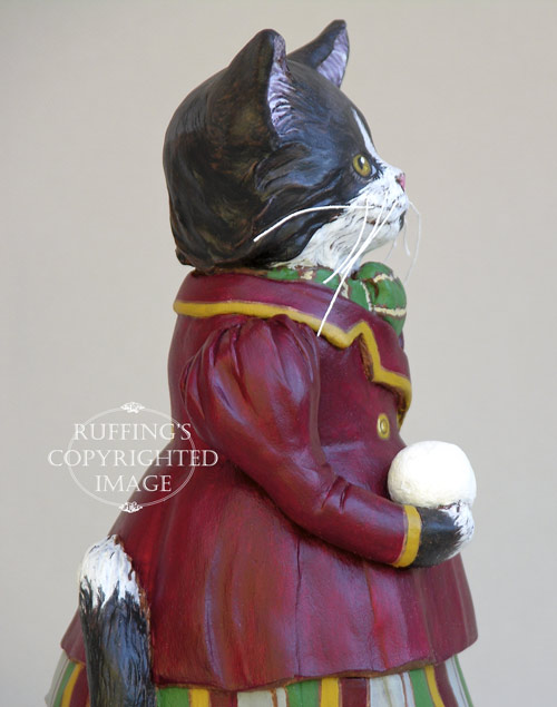 Millicent, Original One-of-a-kind Tuxedo Kitten Art Doll Figurine by Max Bailey