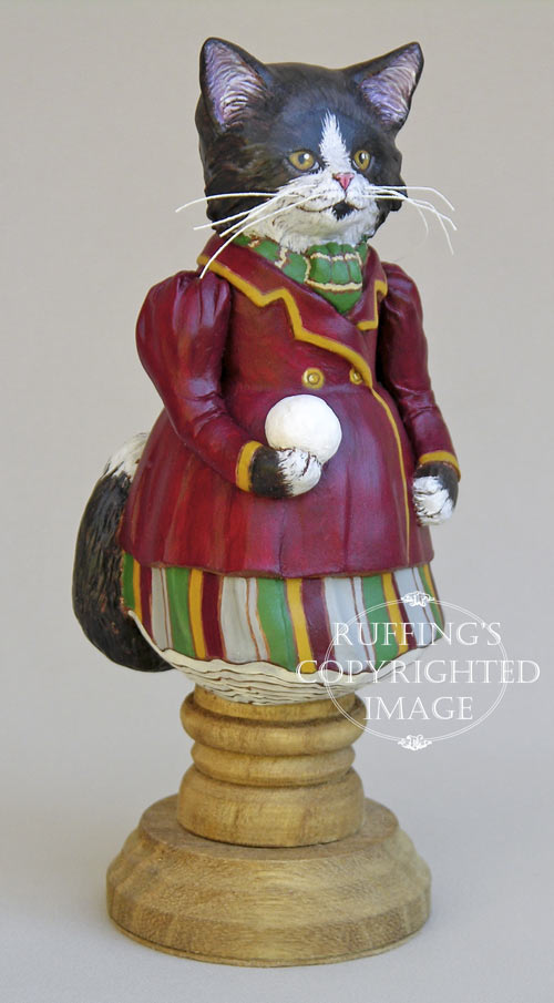 Millicent, Original One-of-a-kind Tuxedo Kitten Art Doll Figurine by Max Bailey