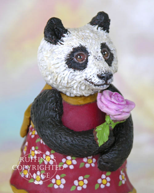 Miranda the Panda, Original One-of-a-kind Folk Art Doll Figurine by Max Bailey