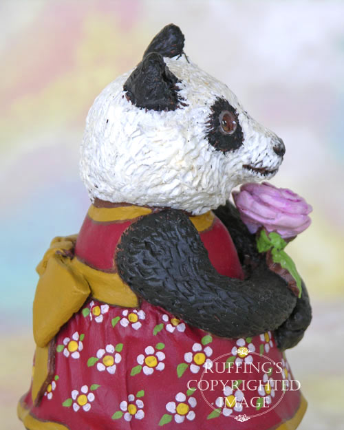 Miranda the Panda, Original One-of-a-kind Folk Art Doll Figurine by Max Bailey