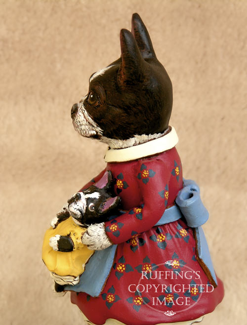Prudence the Boston Terrier, Original One-of-a-kind Folk Art Dog Doll Figurine by Max Bailey
