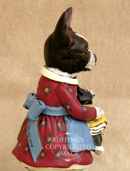 Prudence the Boston Terrier, Original One-of-a-kind Folk Art Dog Doll Figurine by Max Bailey