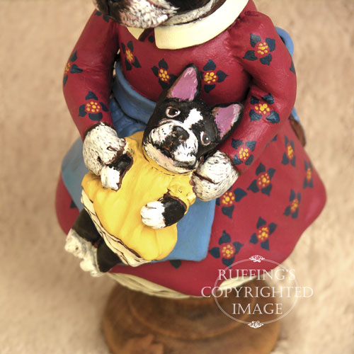 Prudence the Boston Terrier, Original One-of-a-kind Folk Art Dog Doll Figurine by Max Bailey