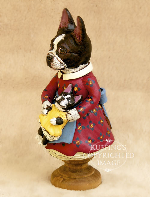 Prudence the Boston Terrier, Original One-of-a-kind Folk Art Dog Doll Figurine by Max Bailey