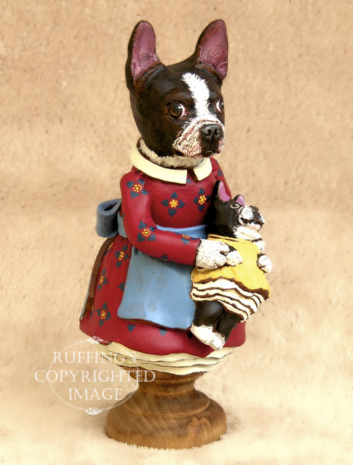 Prudence the Boston Terrier, Original One-of-a-kind Folk Art Dog Doll Figurine by Max Bailey