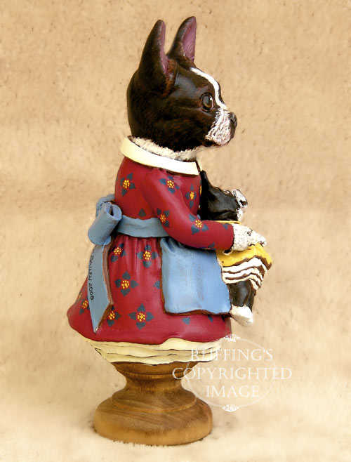 Prudence the Boston Terrier, Original One-of-a-kind Folk Art Dog Doll Figurine by Max Bailey